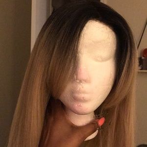 Synthetic human hair blend wig